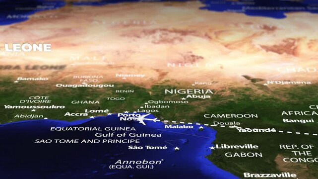 Flight From Nairobi KENYA to Freetown SIERRA LEONE with flag pins