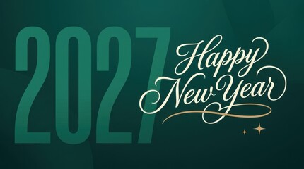 Obraz premium Happy New Year 2027 greeting with elegant script and festive stars