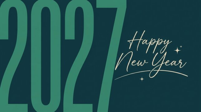 Happy New Year 2027 greeting with large numbers and festive stars