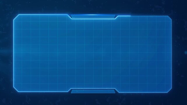 Sci-Fi Futuristic Blue HUD Interface Screen Frame on Digital Grid Background