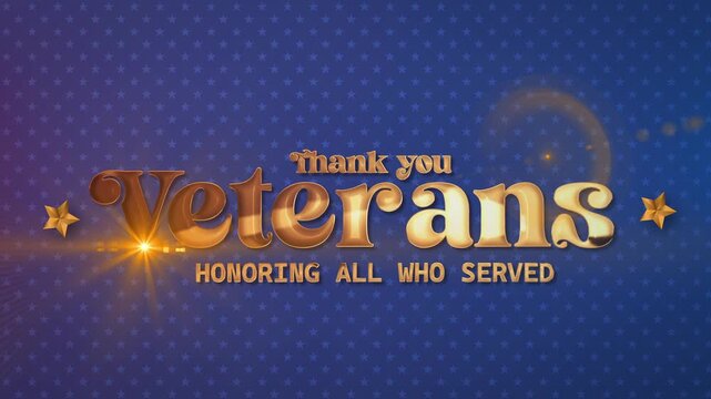Thank You Veterans Honoring All Who Served 3D Gold Typography Animation