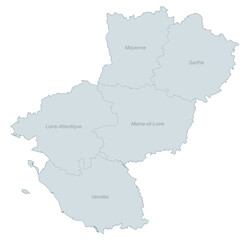 Obraz premium Administrative Map of the French Region Pays de la Loire