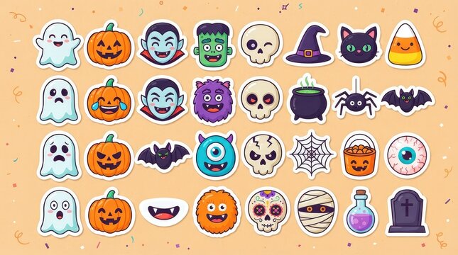 Cute halloween sticker set collection
