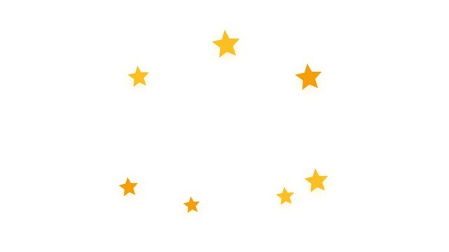 Animated yellow stars appearing on a white background.
