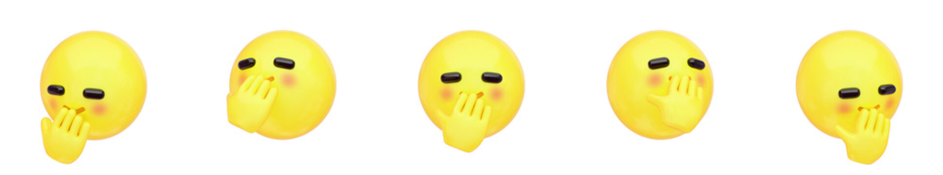 Cute Emoji 3D Icon Collection - Face With Hand Over Mouth Emoji Set - Transparent 3D PNG Elements