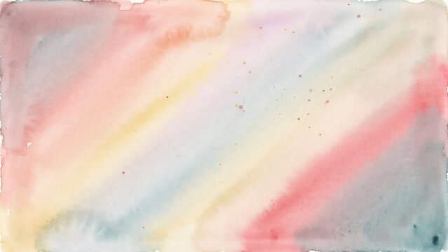 Abstract watercolor background featuring soft pastel diagonal stripes with artistic paint splashes and delicate paper texture for creative graphic design projects