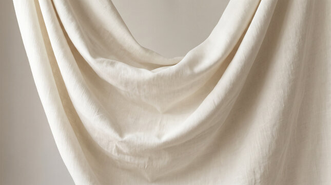 Draped offwhite linen fabric texture background