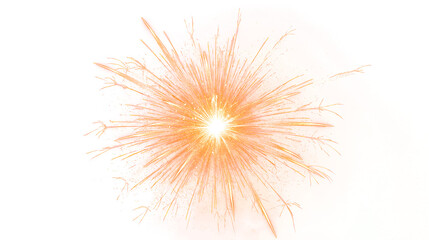 Obraz premium Vibrant golden sparkler explosion isolated on transparent background. Bright orange firework burst with energetic sparks. Festive light effect overlay for celebration