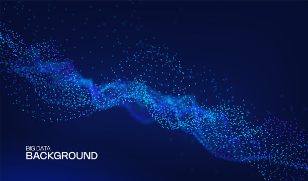 Abstract future ai background with blue big data and digital dots for tech and technology science presentation. Line cyber business network 3d backdrop. Connection graphic design.
