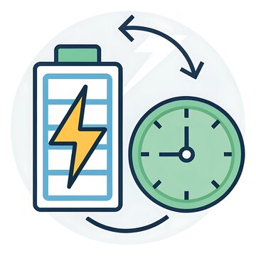 Electric battery charging timer icon illustration