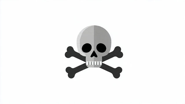 minimalist skull and crossbones vector icon for danger and halloween concept