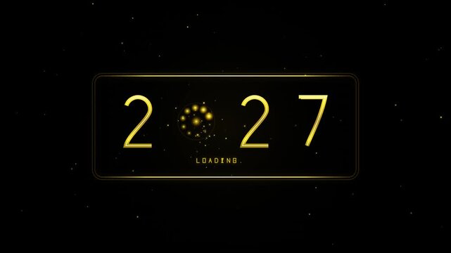 Happy New Year 2027 Gold Loading Screen and Particle Confetti - Motion Graphic Background