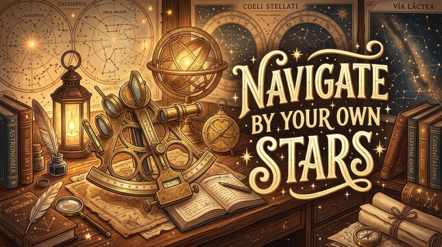 Vintage Navigation Tools and Celestial Maps Inspire Exploration and Self-Discovery