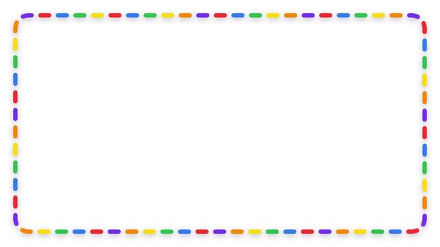 Colorful Dashed Border Animation with Rotating Rainbow Frame Elements