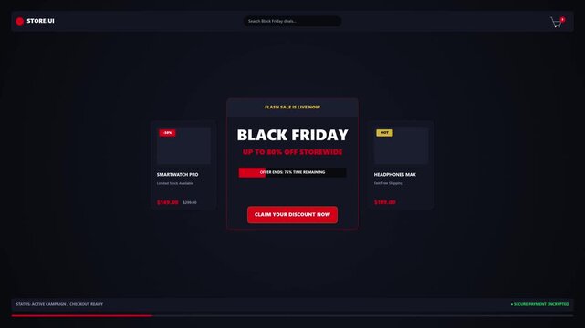 Dark mode web banner template featuring modern geometric layout for e-commerce store promotion