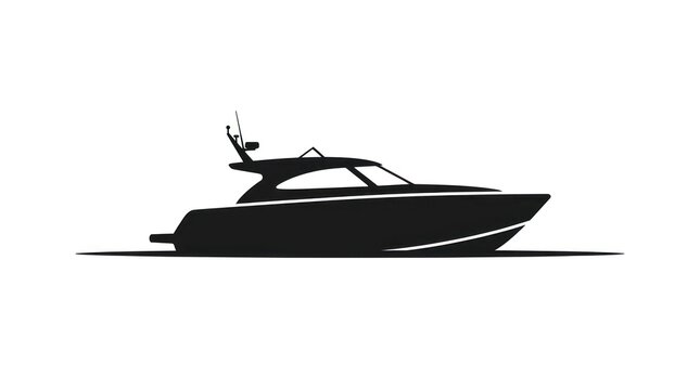 Modern luxury yacht silhouette on clean white background