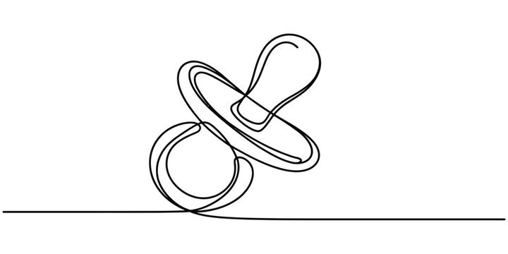 Continuous single line drawing of a baby pacifier Vector, illustration