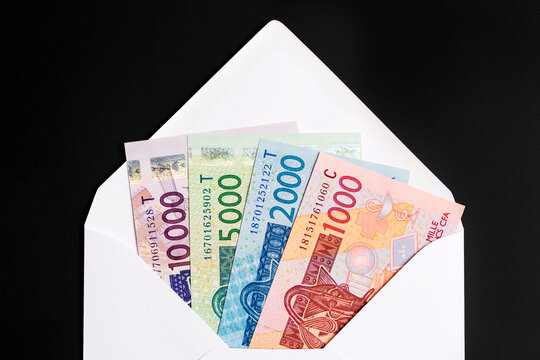 Central African Franc in a white envelope