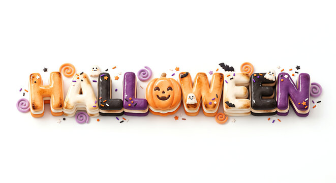 This vibrant halloween typography design featuring the word 'halloween ' showcases a festive and playful aesthetic with a colorful splashy and dynamic visual impact for