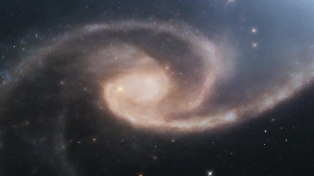 Cinematic shot of a majestic spiral galaxy spinning in deep space