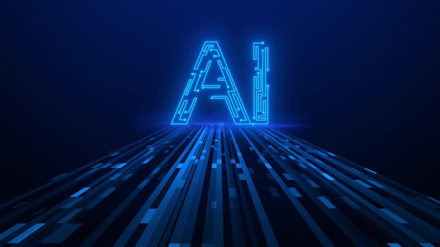 Artificial Intelligence Glowing Text Circuit Board Technology Background
