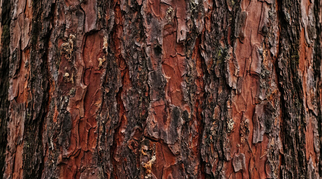 Rough reddish brown tree bark texture background close up