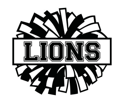 Lions cheerleading sports emblem typography badge