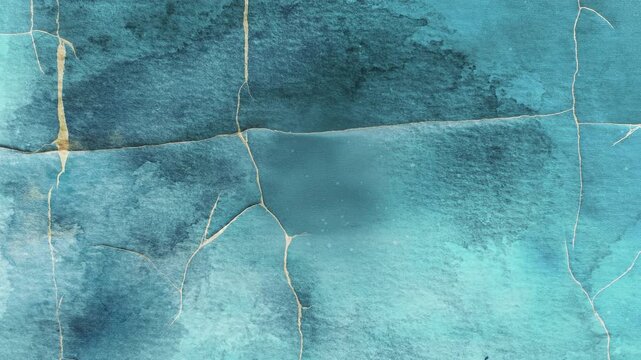 Abstract Teal Watercolor Background Texture with Subtle Cracked Patterns.