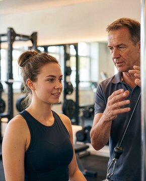 Young Woman Receiving Personal Training At Modern Gym