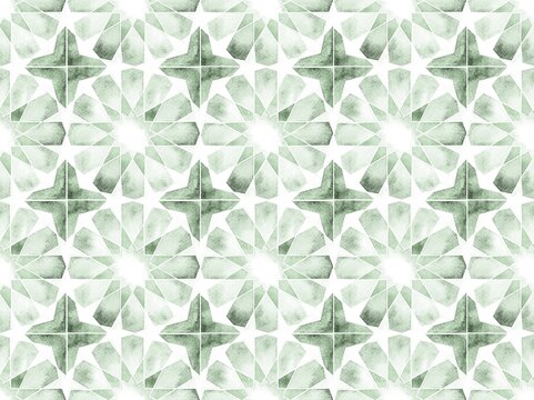 Watercolor Green Geometric Background