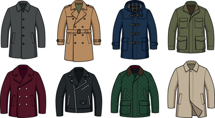 Set of various mens winter and autumn outerwear jackets and coats © VECTOR LAKI