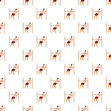 Man bending backward under a bar doing the limbo dance in a repeating pattern