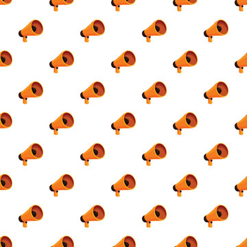 Orange megaphones creating a repeating pattern on white background