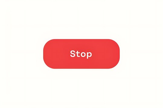 Red Flat Stop UI Button Element