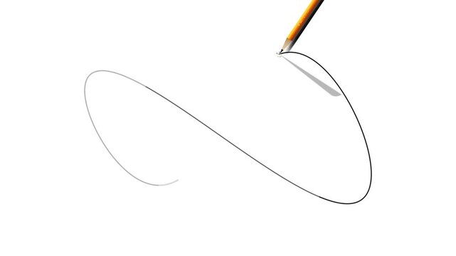 Pencil drawing an infinity symbol loop on a white background