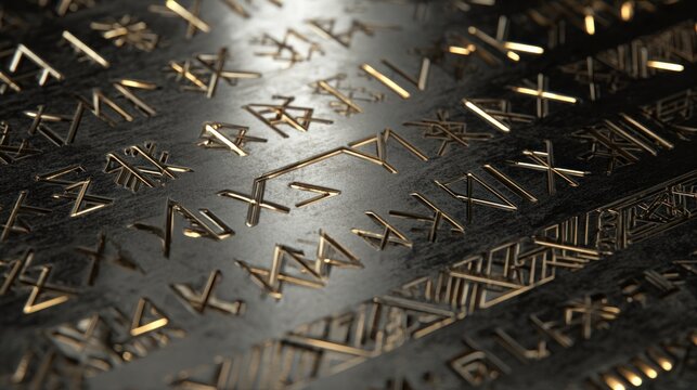 Ancient runes carved in dark metal