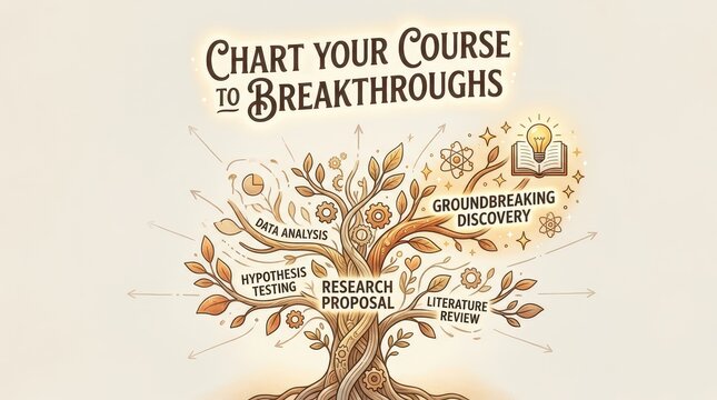 Conceptual Illustration of a Knowledge Tree for Academic Research and Scientific Breakthroughs