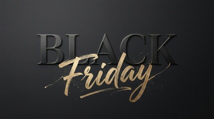 Obraz premium Elegant Black Friday text with gold accents on a dark textured background
