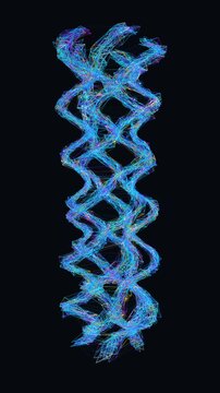 Vertical video background of a glowing data network topology