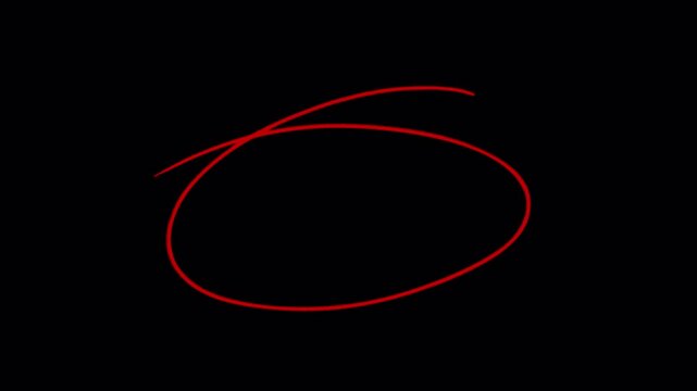 hand drawing red circle isolated on the transparent background, Handwritten red circle with alpha channel 4K