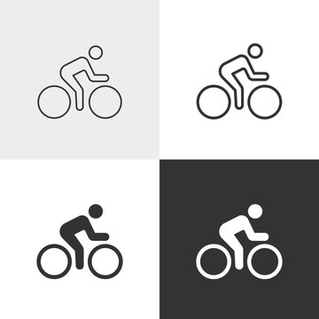 Cycling vector icon in outline and solid styles, Editable stroke.