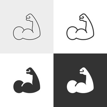 Strong arm vector icon in outline and solid styles, Editable stroke.