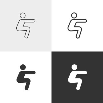 Squat vector icon in outline and solid styles, Editable stroke.