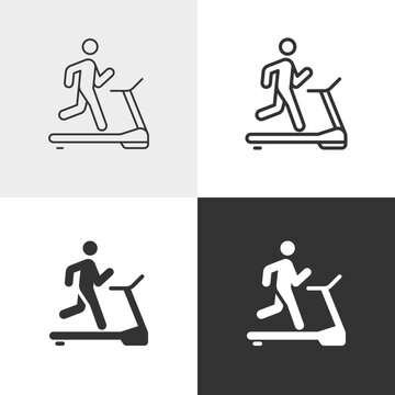 Treadmill vector icon in outline and solid styles, Editable stroke.
