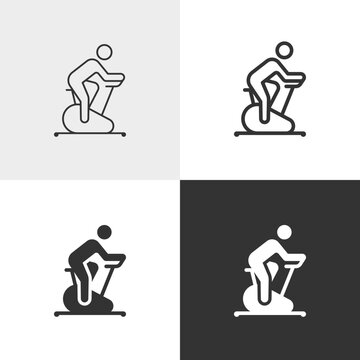 Stationary bike vector icon in outline and solid styles, Editable stroke.