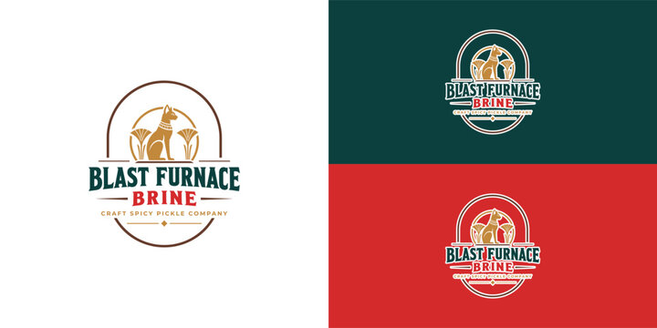 A vintage-inspired pickle brand logo featuring an elegant, Egyptian-style emblem and warm, spicy colours. The blend of heritage, spice, and handcrafted quality creates a distinctive artisan identity.