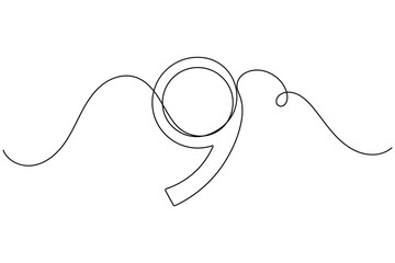 Obraz premium Award number of nine icon sign continuous one line drawing on white background minimalist single art learning list and success score crayons symbol outline vector illustration
