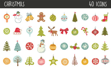 Fototapeta premium Christmas icons set.Vector illustration