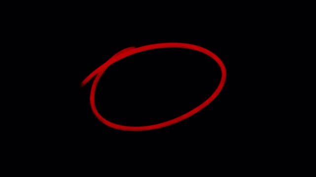 hand drawing red circle isolated on the transparent background, Handwritten red circle with alpha channel 4K animation