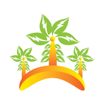 Stylized Palm Tree Crown Logo Vector